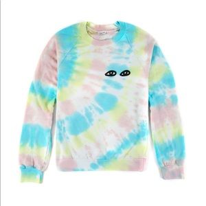 Clare V Tie-Dye Pastel Crewneck Sweatshirt - Blue, Pink, Yellow